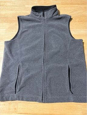 Eddie Bauer Women’s Medium Gray Fleece Full Zip Vest Zip Pockets